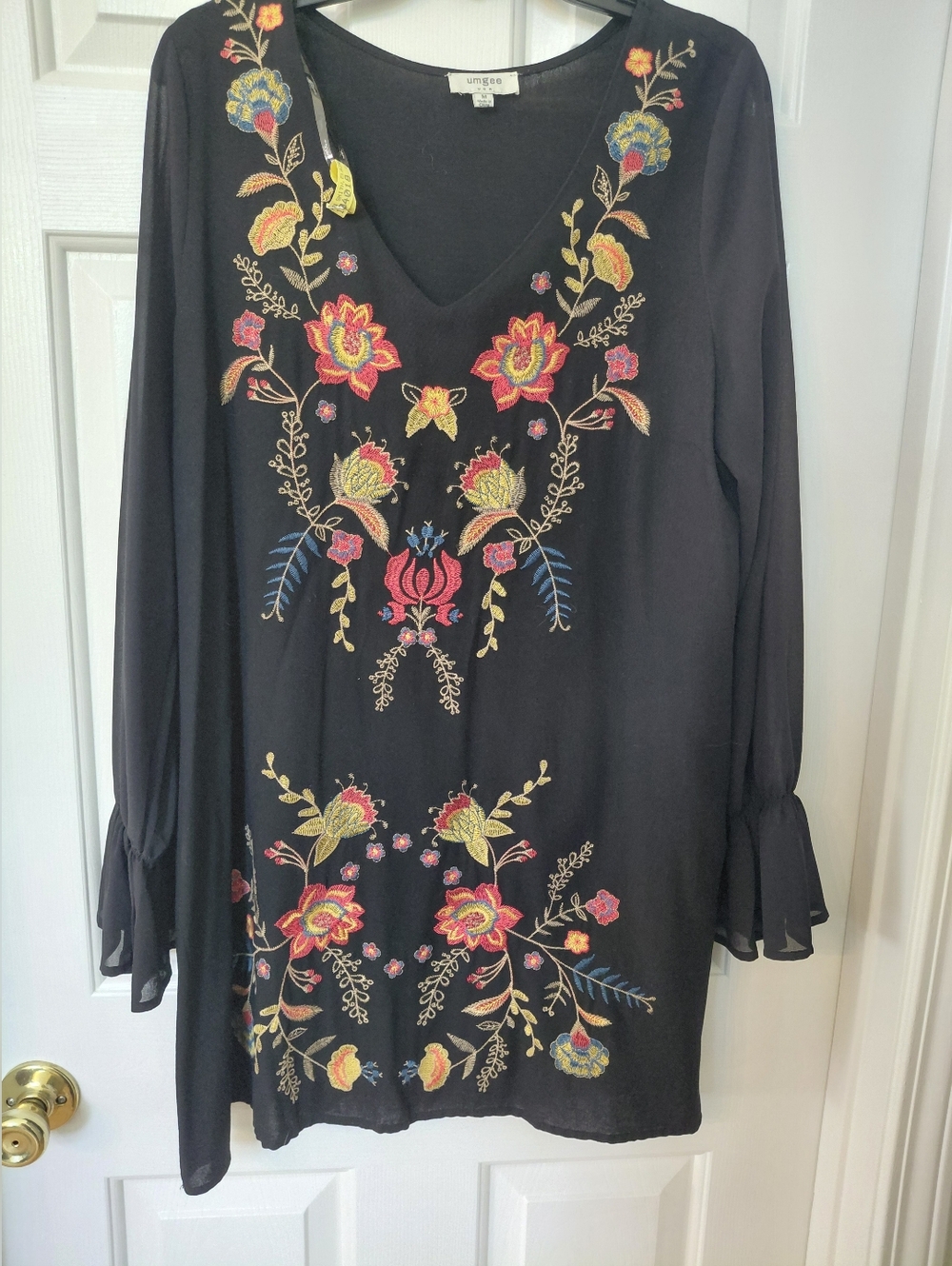Umgee Black Embroidered V-Neck Tunic
